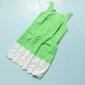 Lilly Pulitzer Jubilee Green Textured Tweed Beaded Hem Sheath Dress Size 6